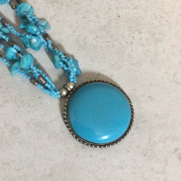 9.5” 4 strand turquoise shell bead with round turquoise drop - Picture 3 of 7